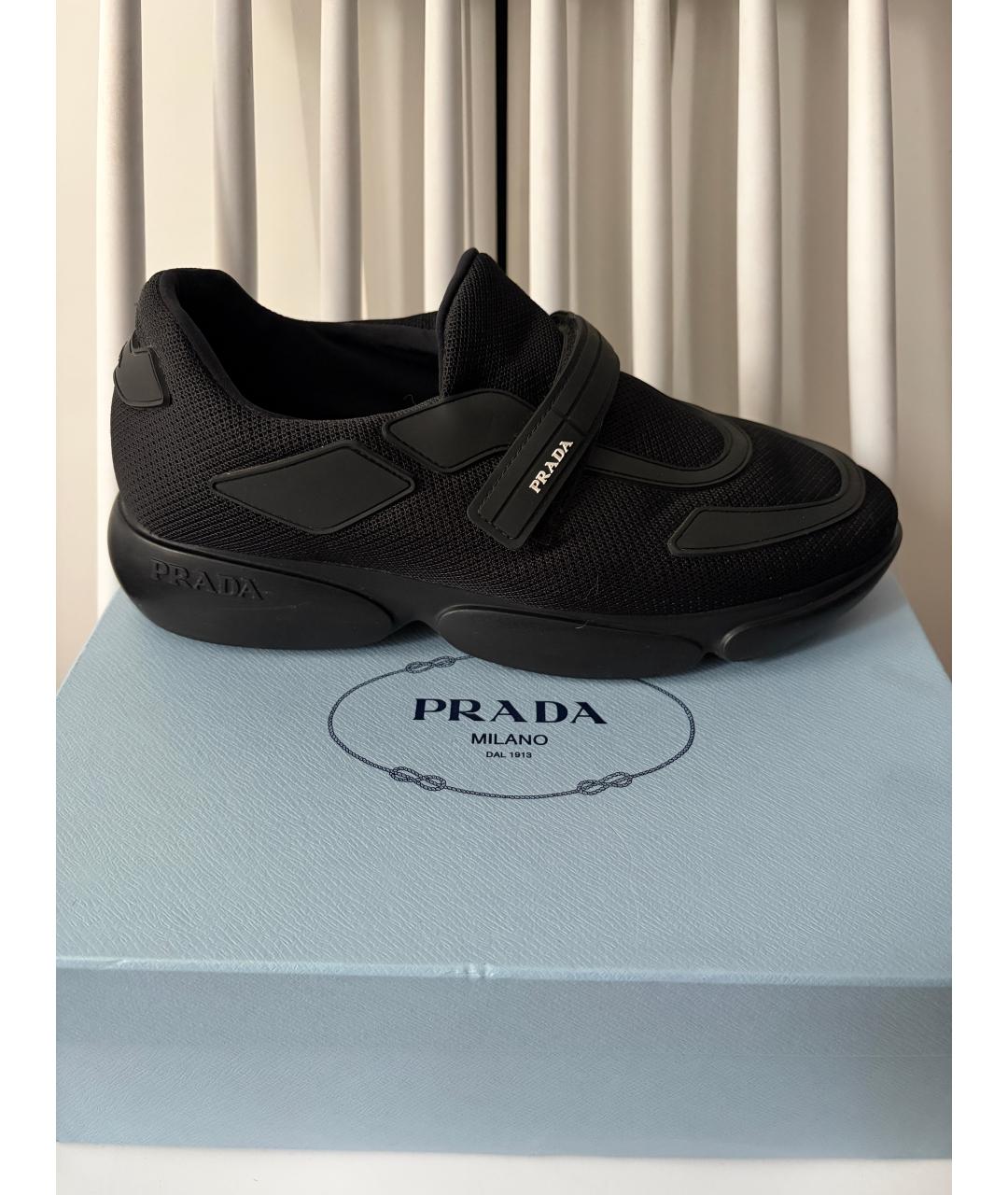 PRADA Черные текстильные кроссовки, фото 9