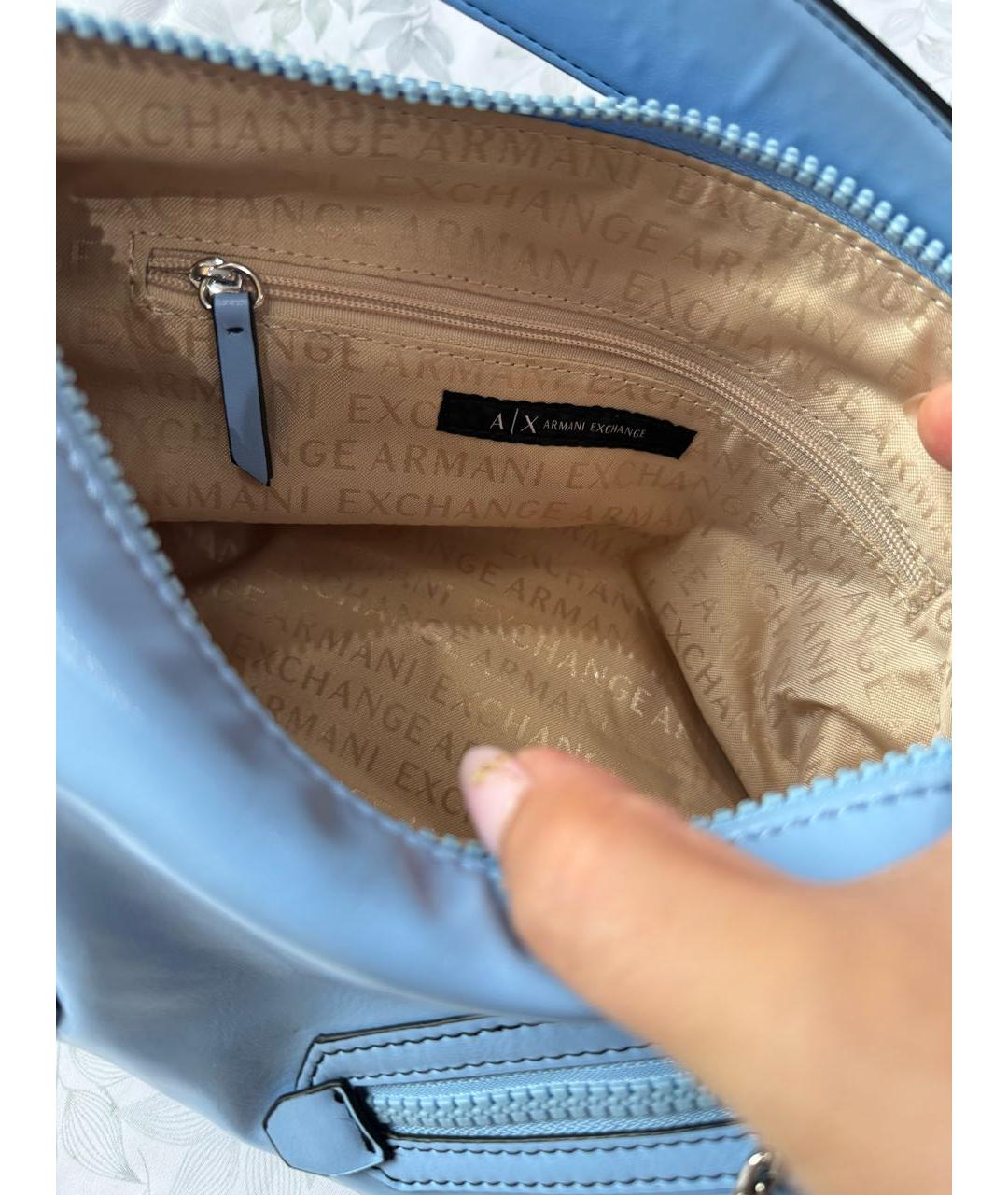 ARMANI EXCHANGE Голубая сумка через плечо из искусственной кожи, фото 4