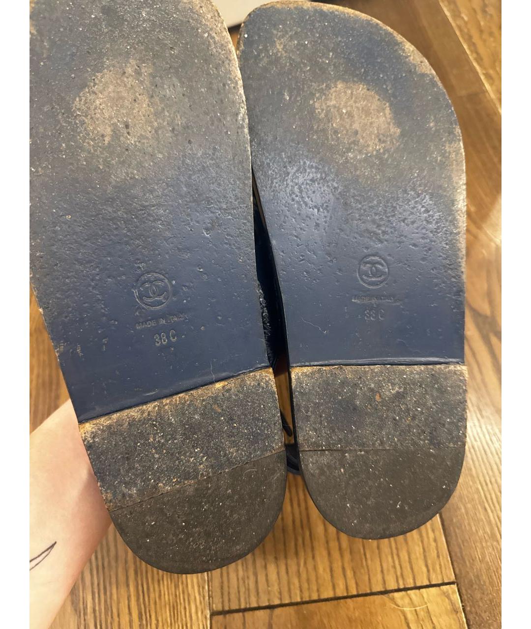 CHANEL Синие кожаные сандалии, фото 4