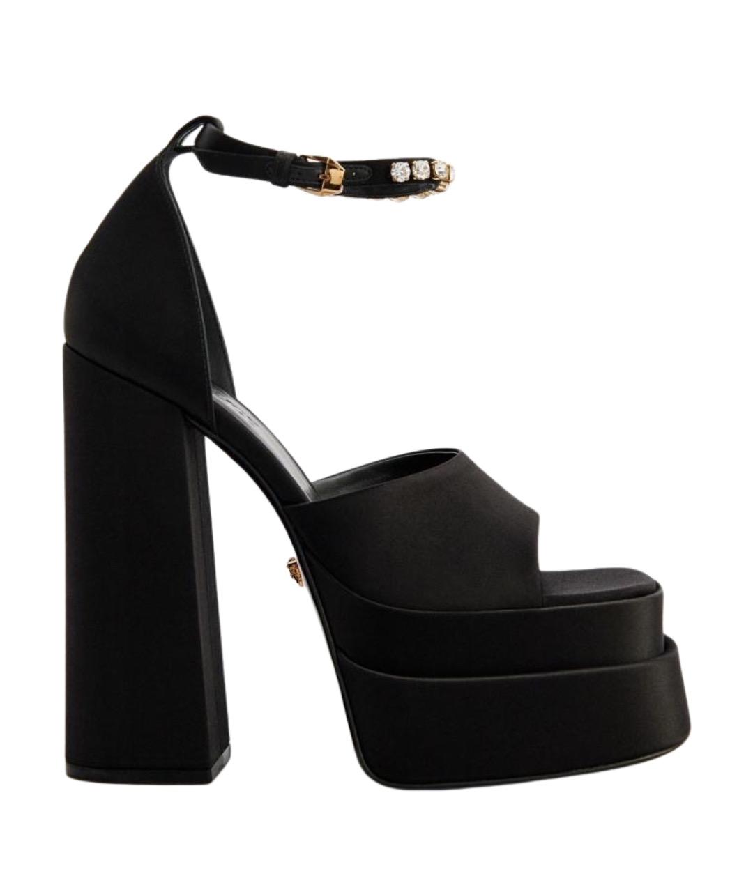 VERSACE Черные текстильные босоножки, фото 1