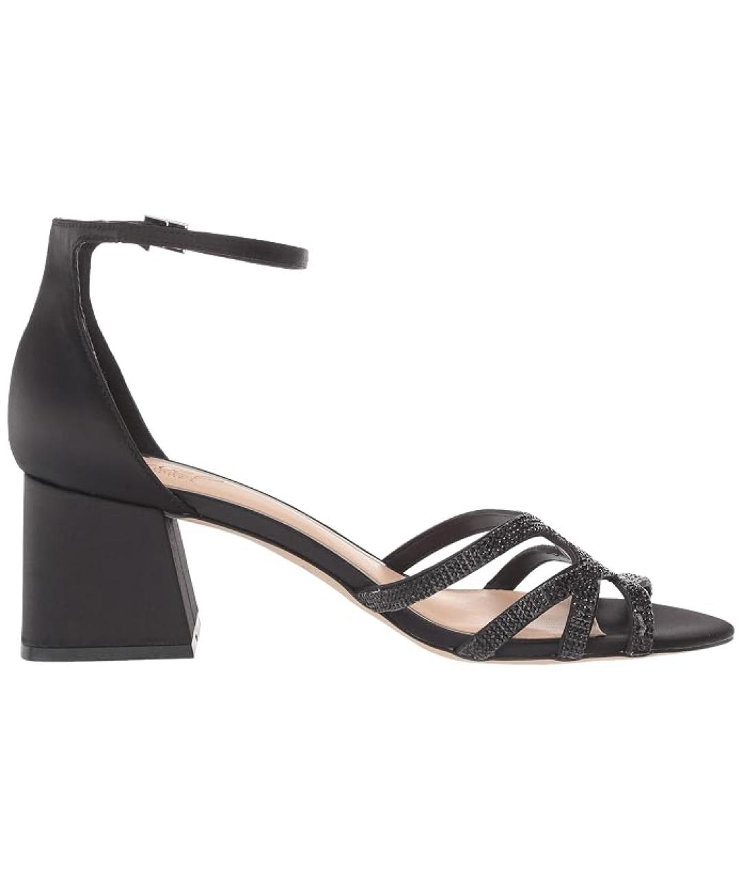 BADGLEY MISCHKA Черные текстильные босоножки, фото 4
