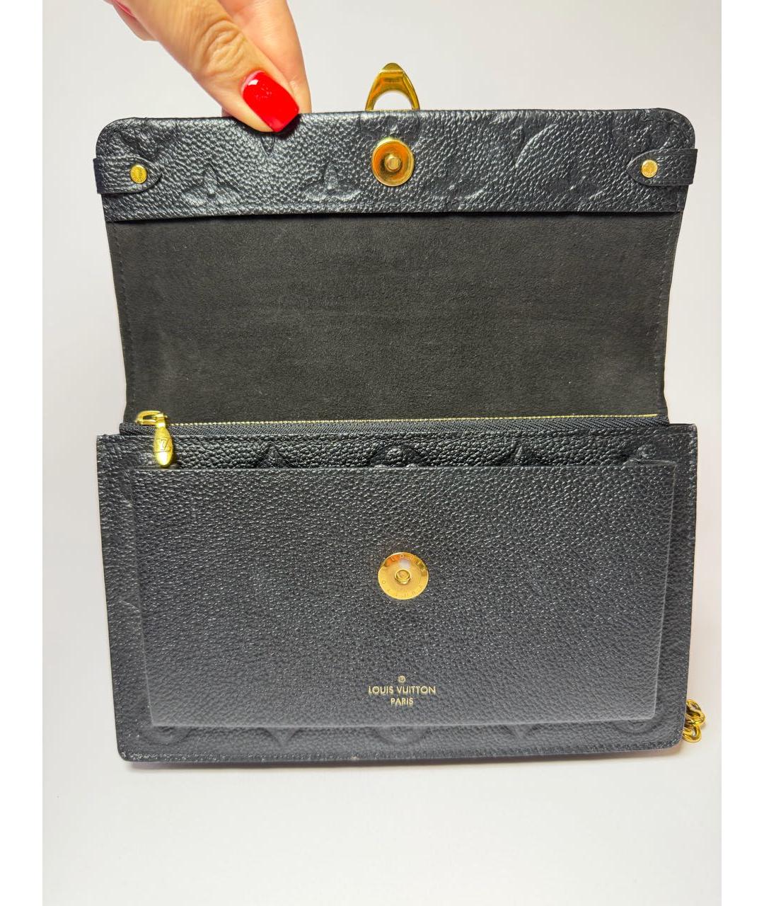 LOUIS VUITTON Черная кожаная сумка через плечо, фото 5