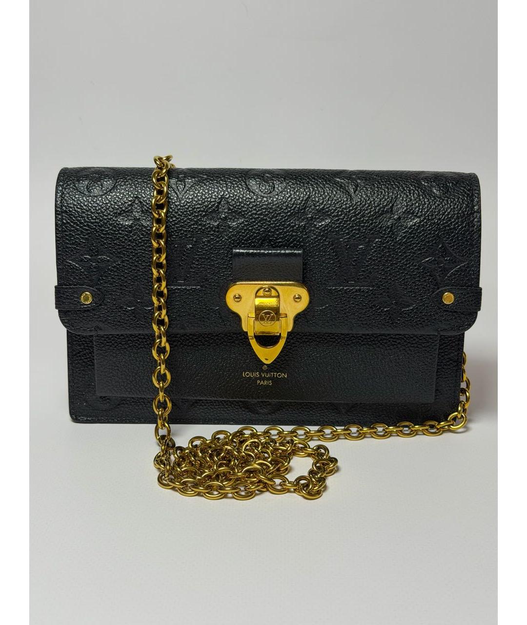 LOUIS VUITTON Черная кожаная сумка через плечо, фото 9