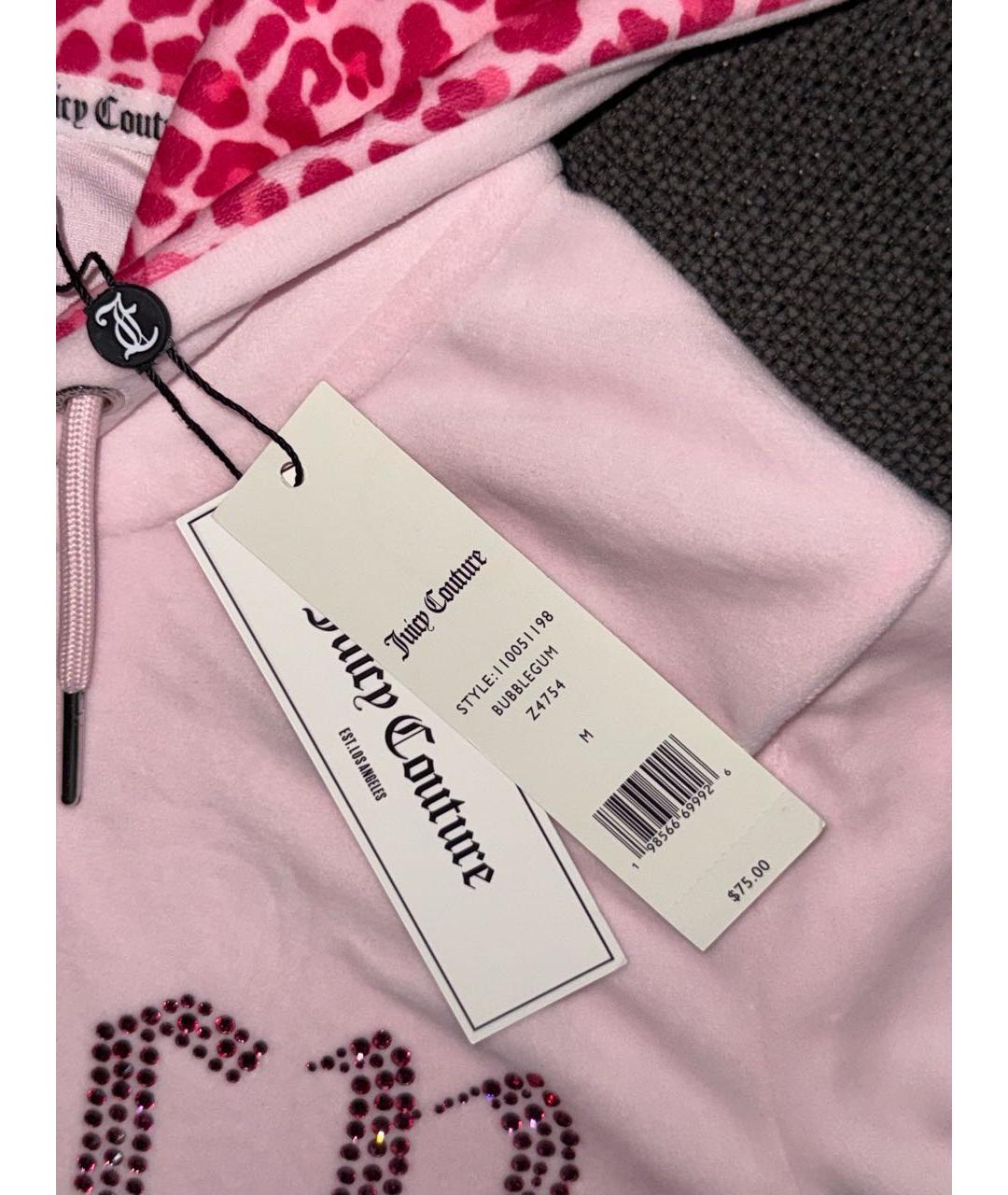 JUICY COUTURE Розовый велюровый костюм с брюками, фото 4