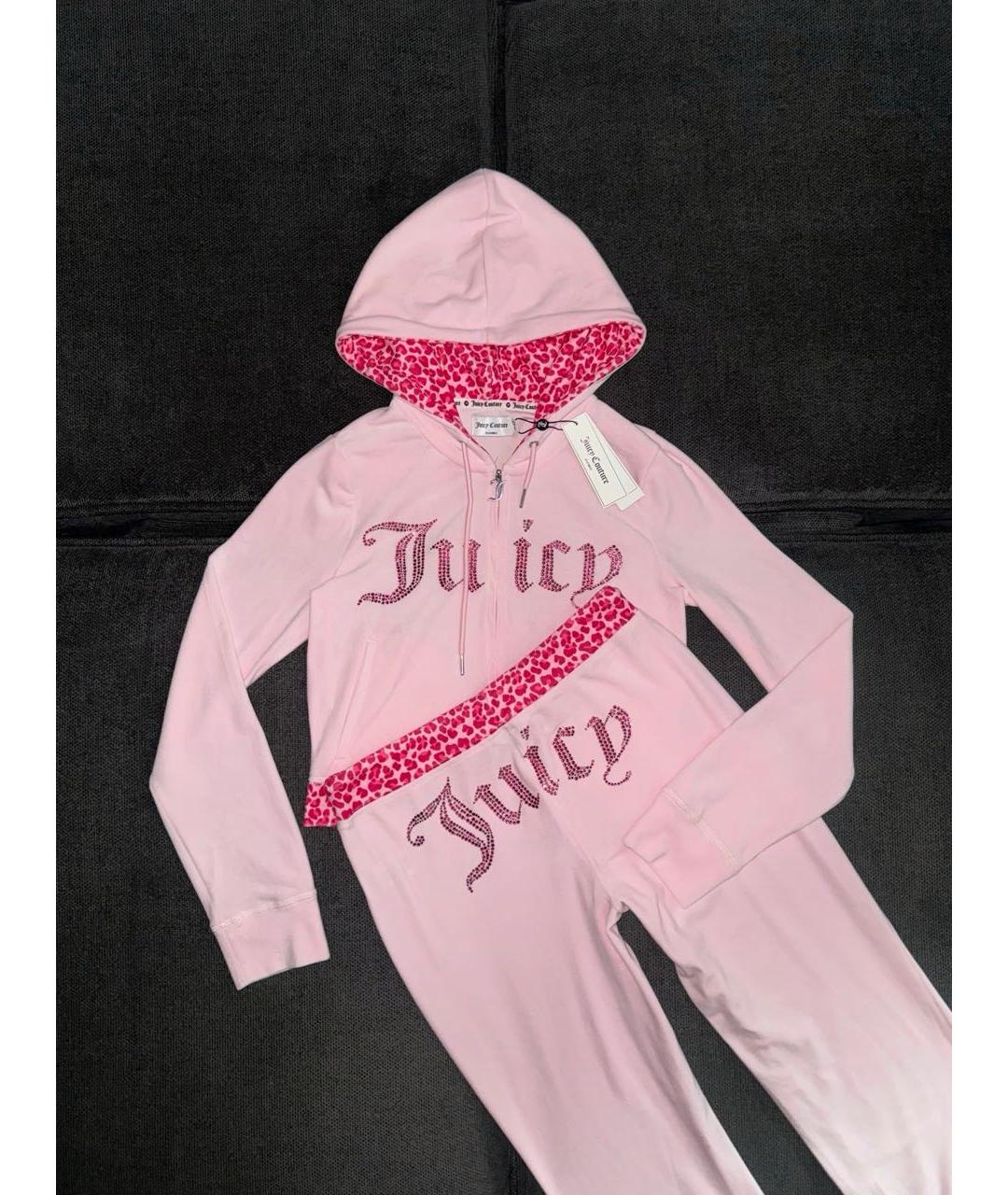 JUICY COUTURE Розовый велюровый костюм с брюками, фото 7