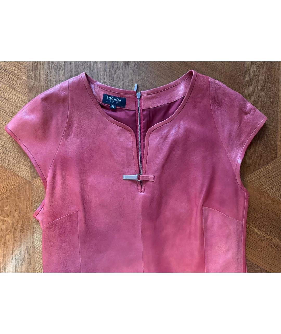 ESCADA Розовое кожаное повседневное платье, фото 3