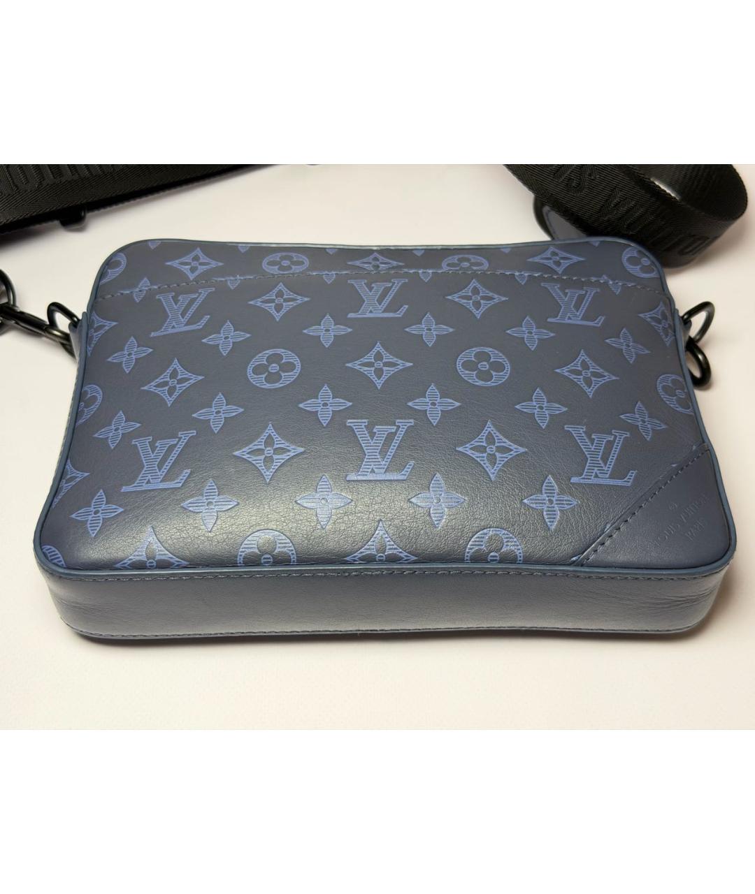 LOUIS VUITTON Темно-синяя кожаная сумка на плечо, фото 5
