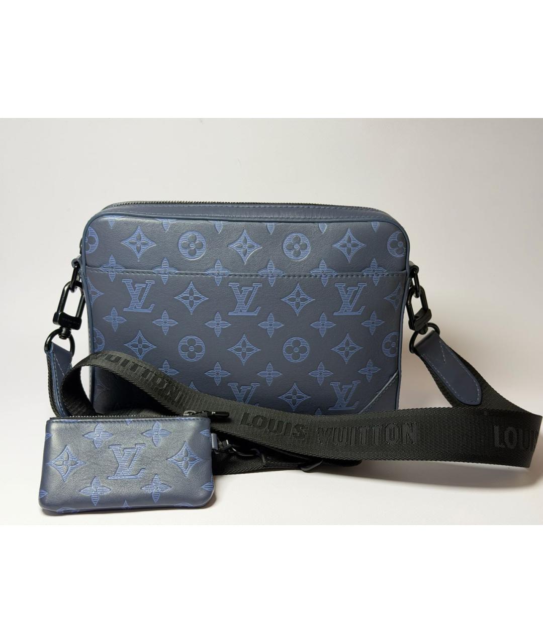 LOUIS VUITTON Темно-синяя кожаная сумка на плечо, фото 9