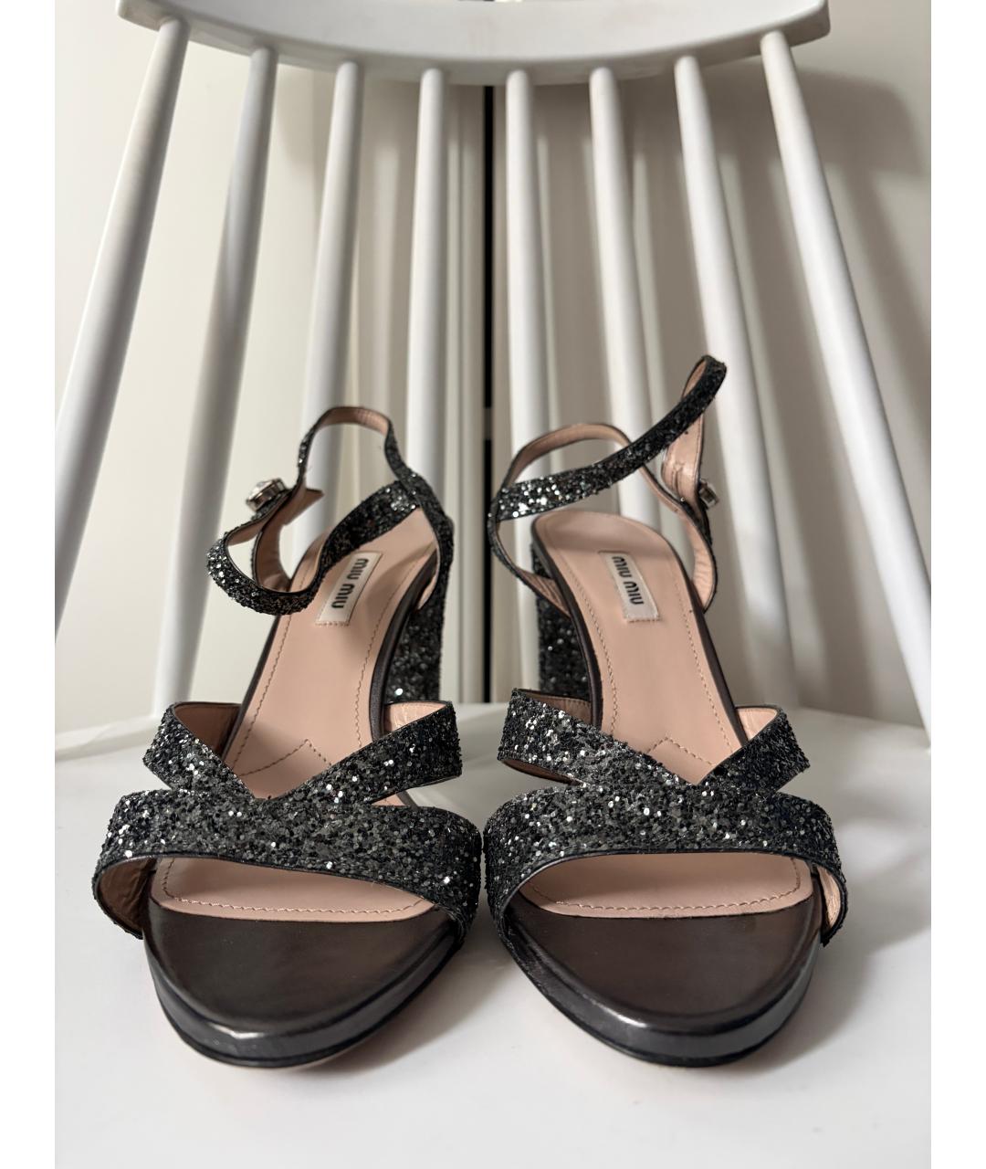 MIU MIU Серебряные босоножки, фото 3
