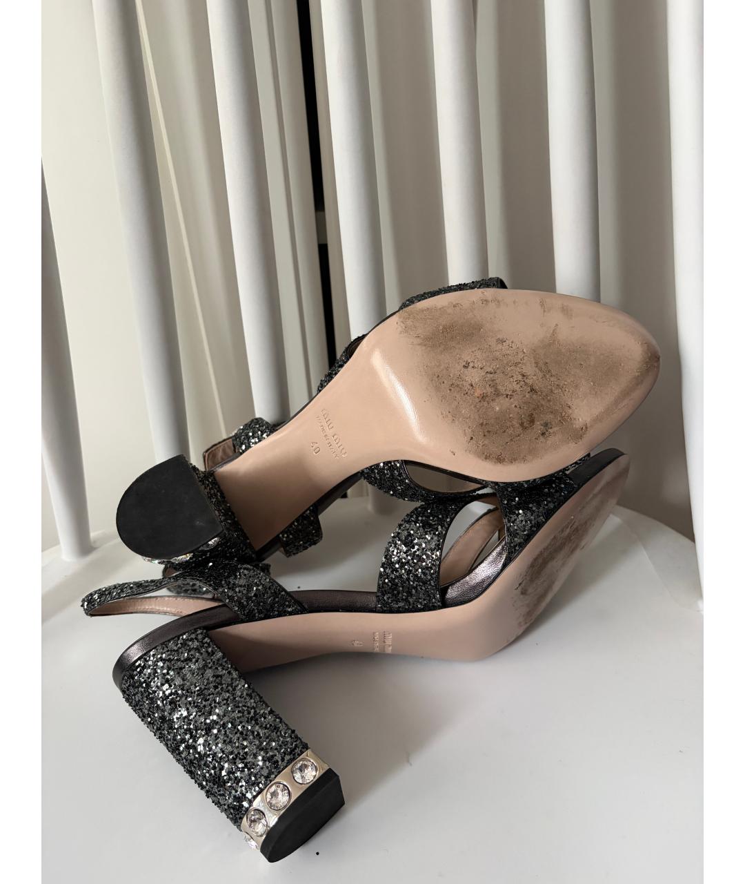 MIU MIU Серебряные босоножки, фото 7