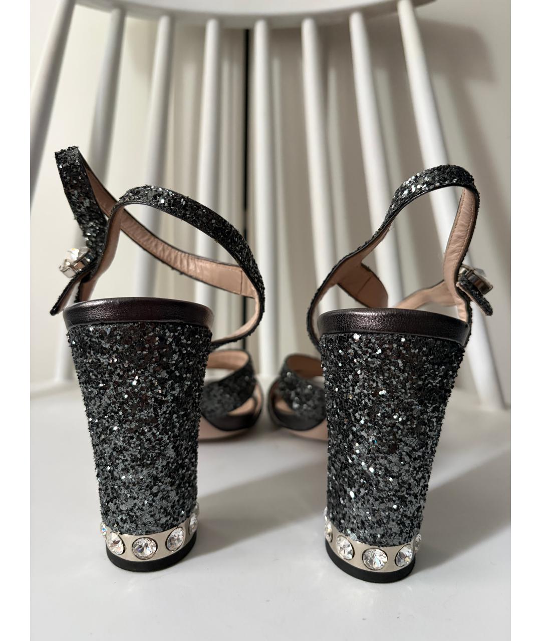MIU MIU Серебряные босоножки, фото 6