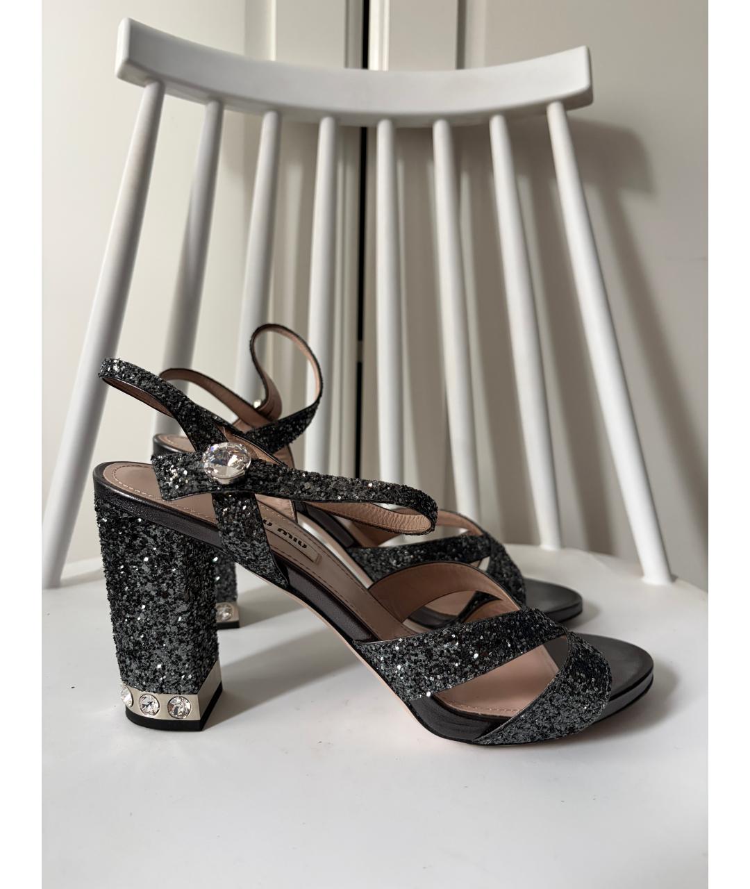 MIU MIU Серебряные босоножки, фото 2
