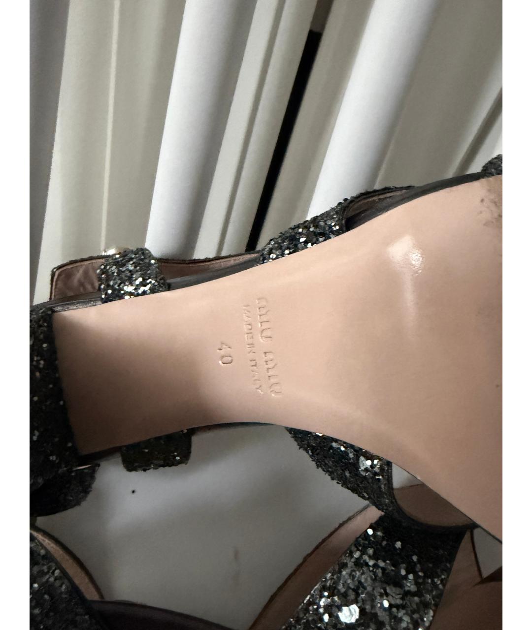 MIU MIU Серебряные босоножки, фото 8