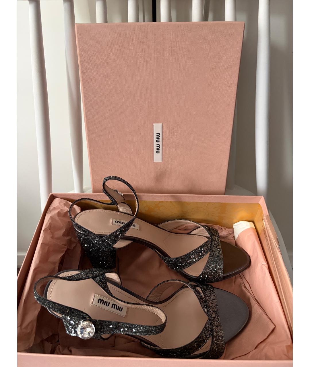 MIU MIU Серебряные босоножки, фото 9