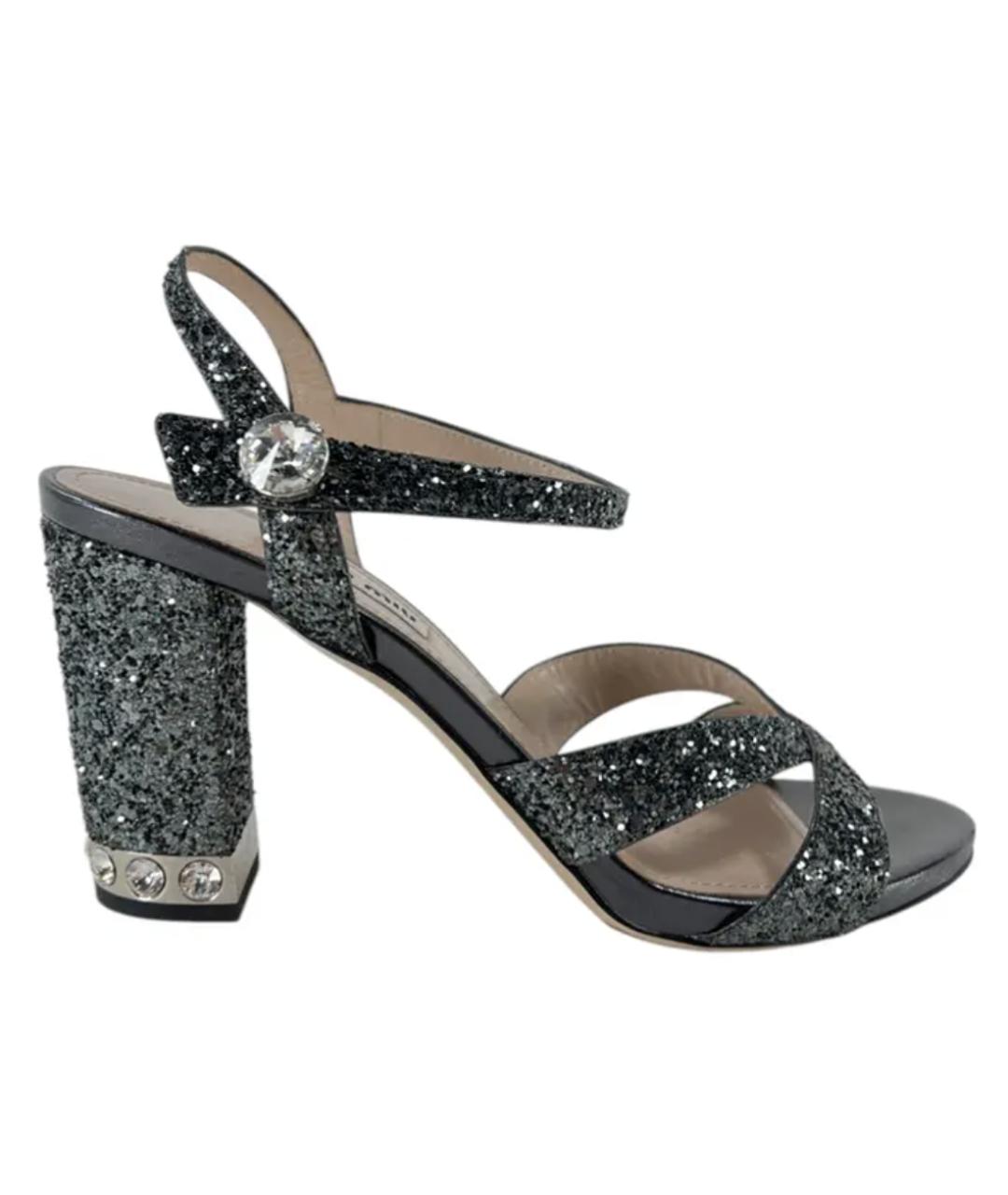MIU MIU Серебряные босоножки, фото 10