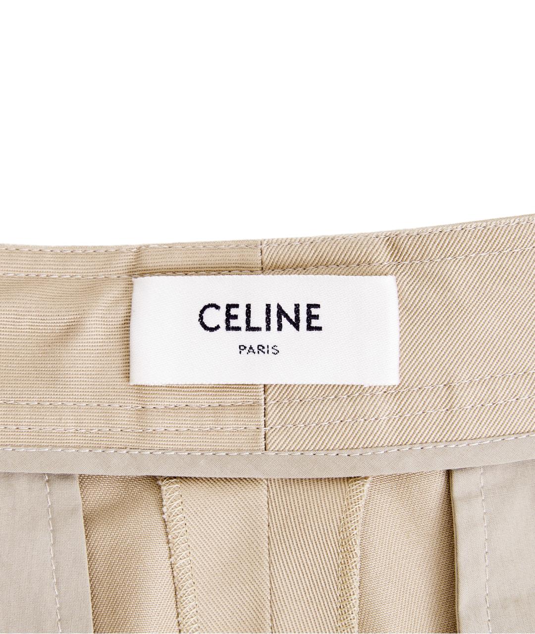 CELINE Бежевые хлопковые брюки широкие, фото 3