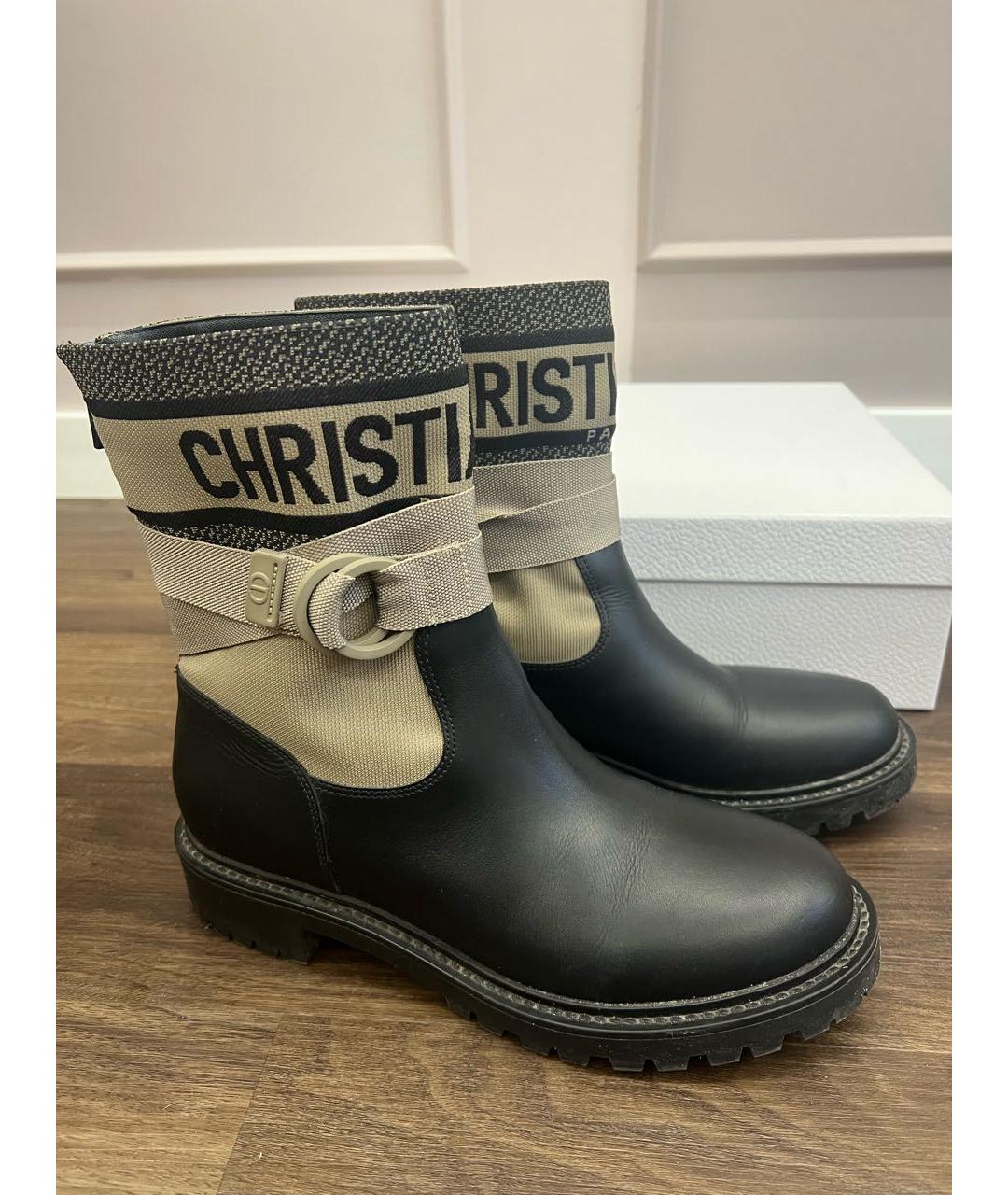 CHRISTIAN DIOR Черные кожаные ботинки, фото 2
