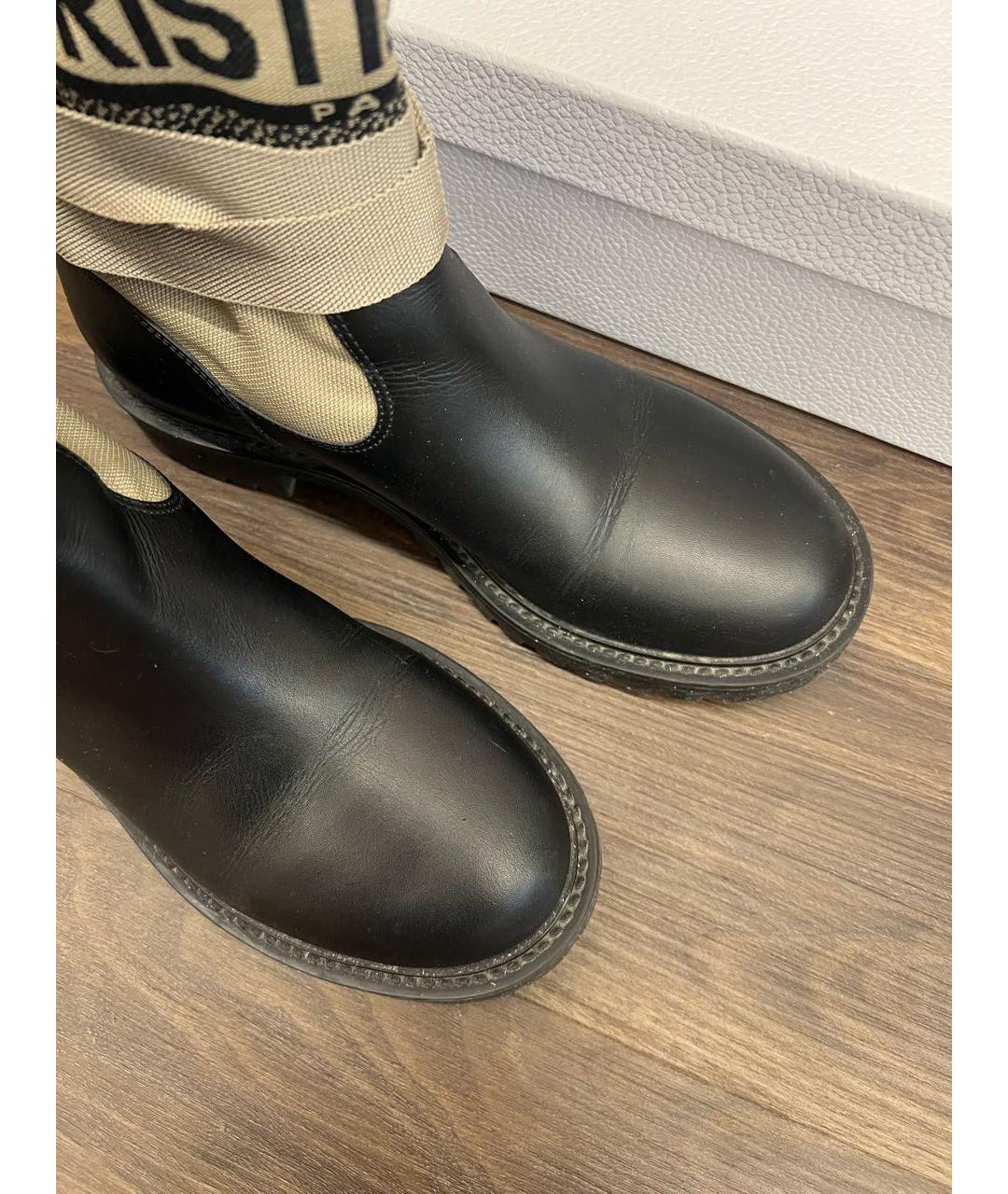 CHRISTIAN DIOR Черные кожаные ботинки, фото 3