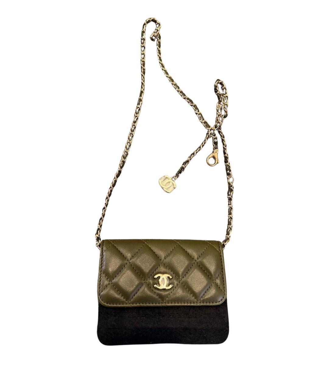 CHANEL Хаки кожаная поясная сумка, фото 1