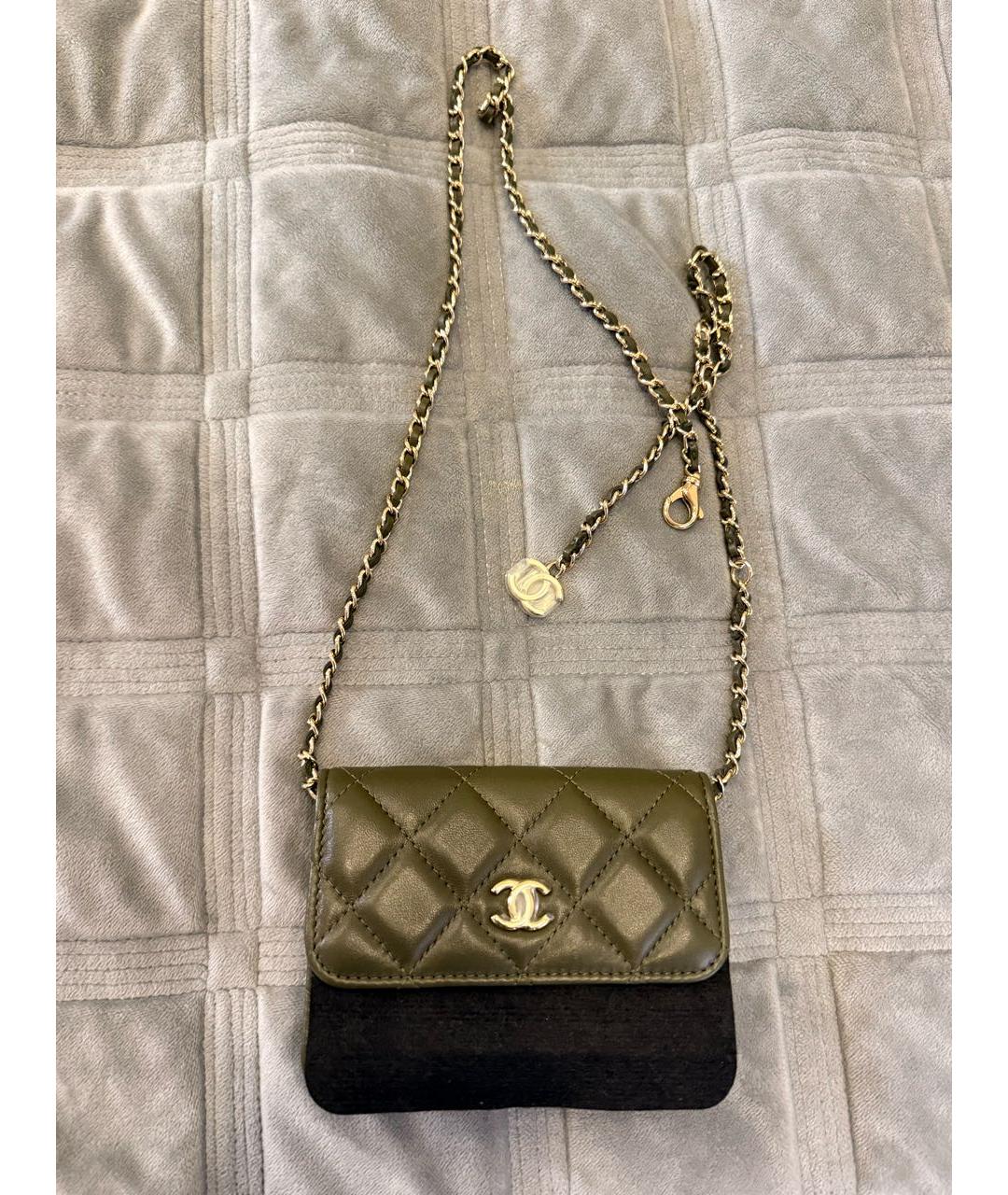 CHANEL Хаки кожаная поясная сумка, фото 6