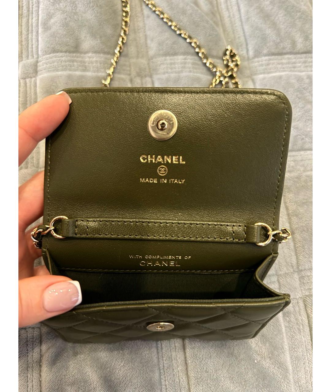 CHANEL Хаки кожаная поясная сумка, фото 3