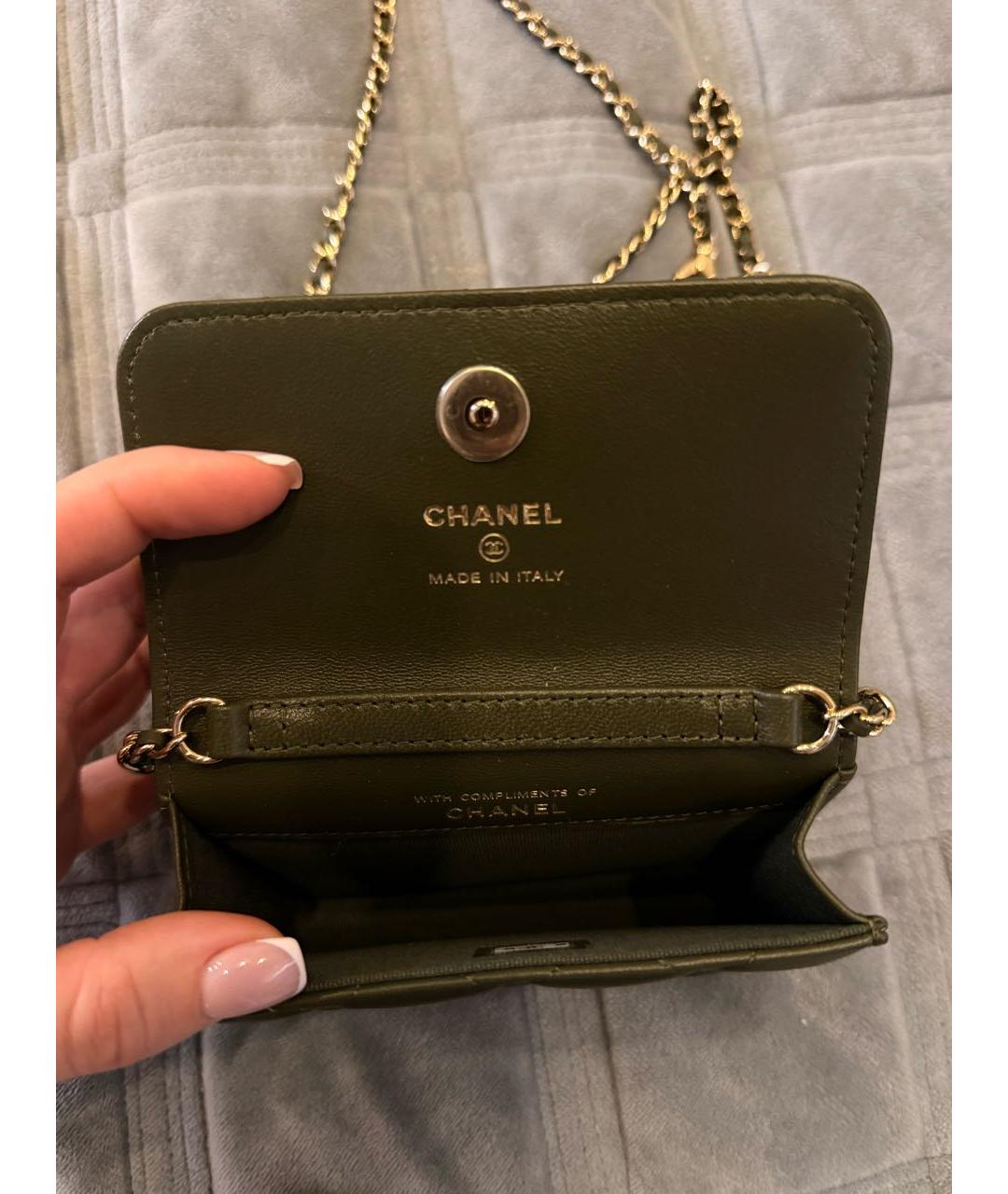 CHANEL Хаки кожаная поясная сумка, фото 4