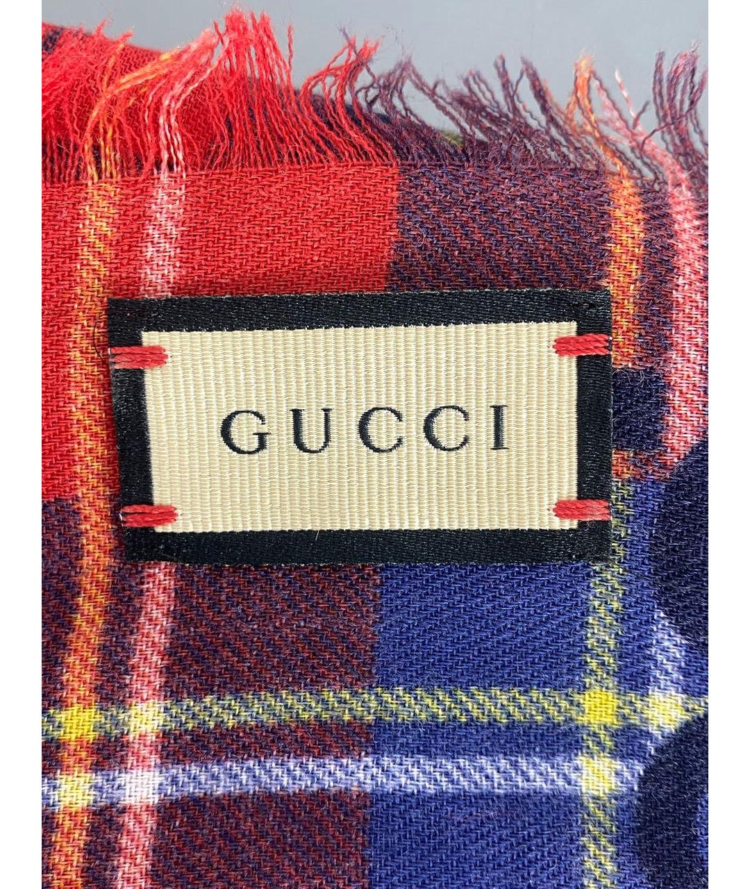 GUCCI Красный шерстяной платок, фото 3