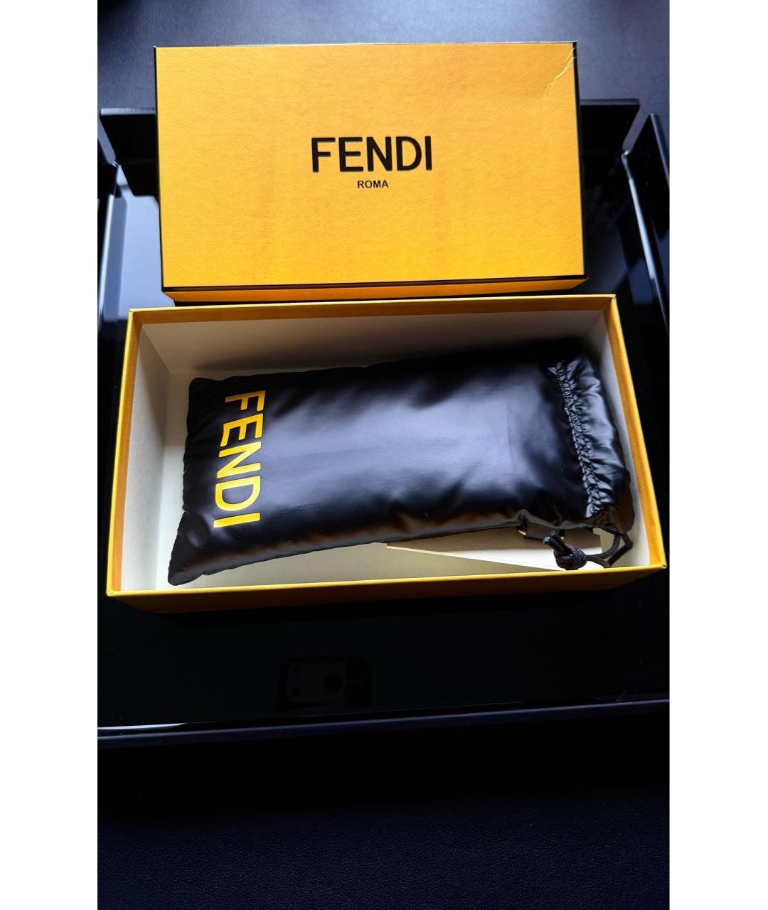 FENDI Серебряные металлические солнцезащитные очки, фото 3