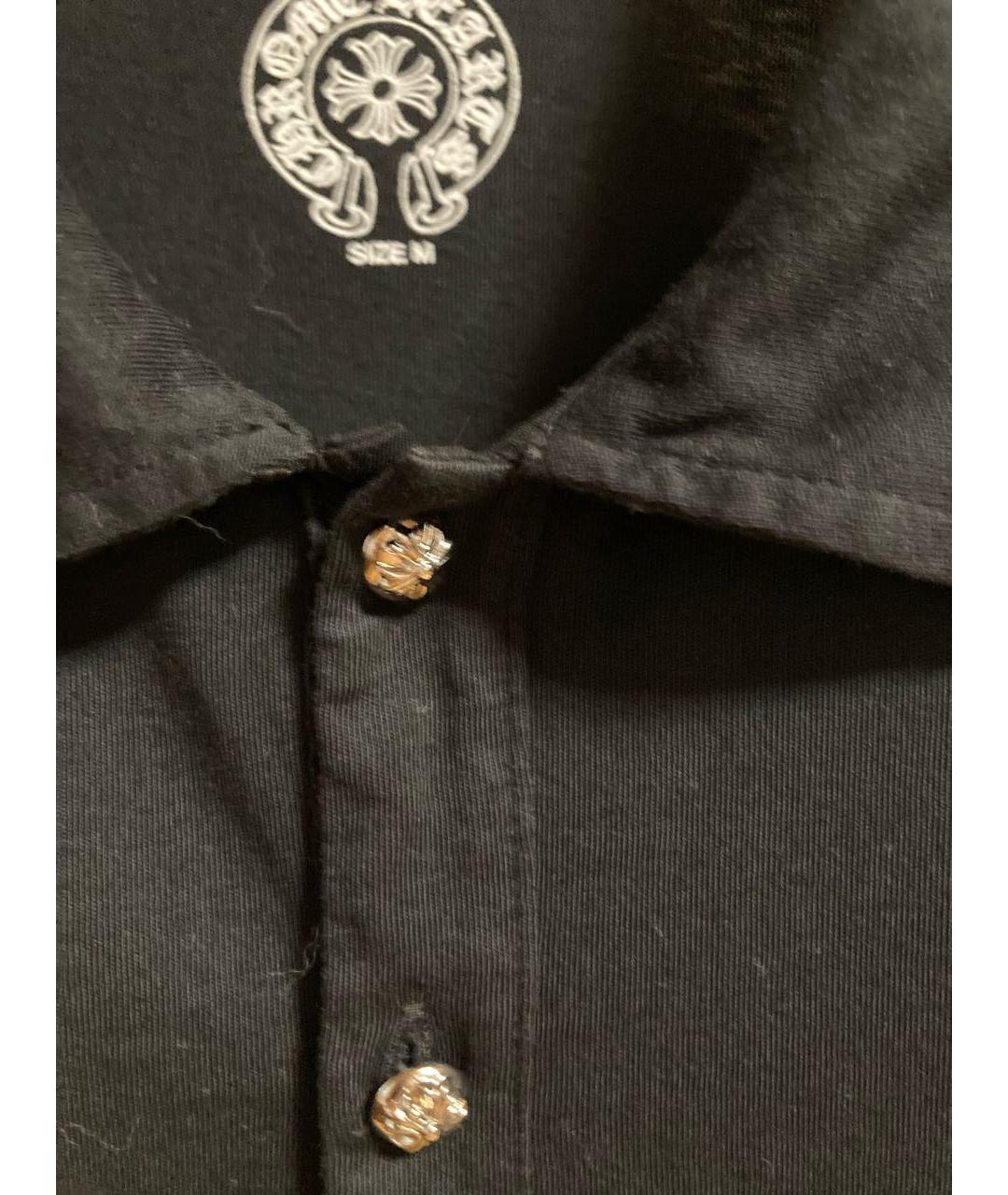 CHROME HEARTS Черное хлопковое поло с коротким рукавом, фото 4