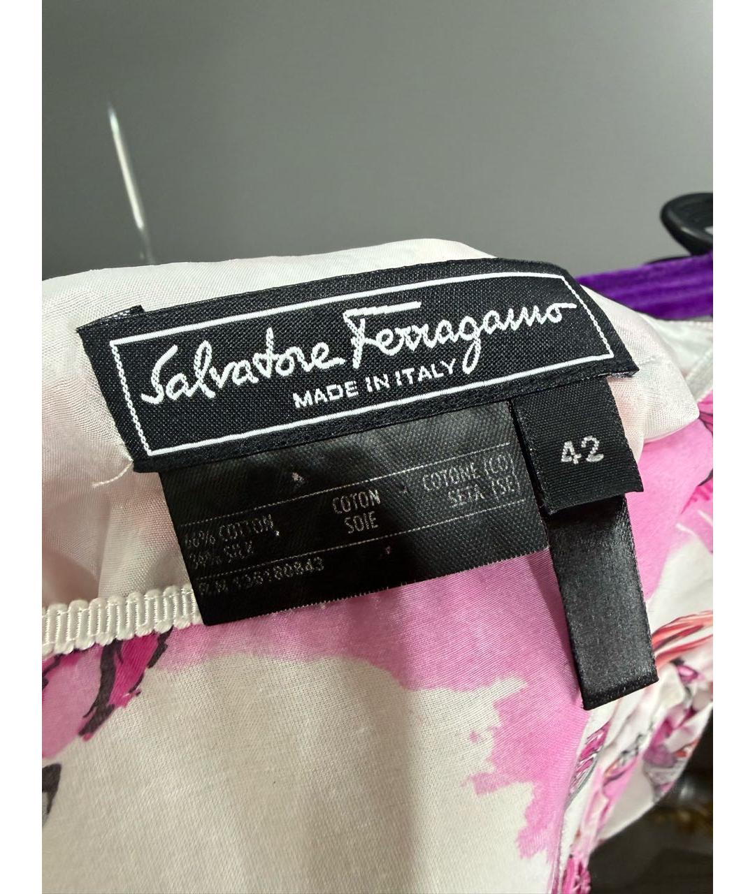 FERRAGAMO Мульти шелковая юбка миди, фото 4