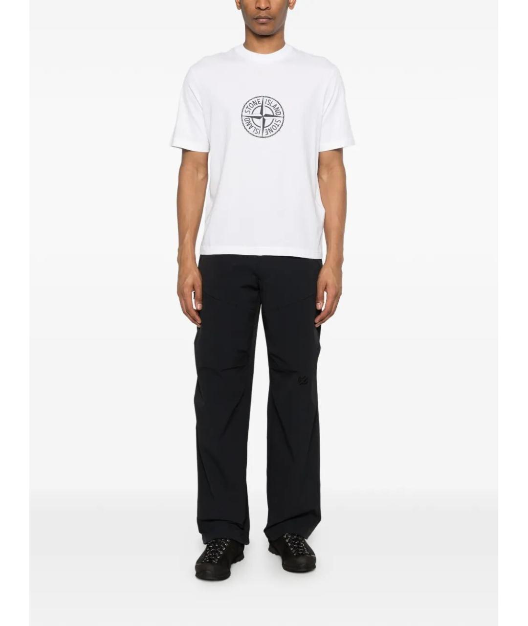 STONE ISLAND Белая хлопковая футболка, фото 2