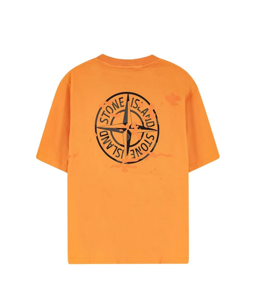 STONE ISLAND Оранжевая хлопковая футболка, фото 2