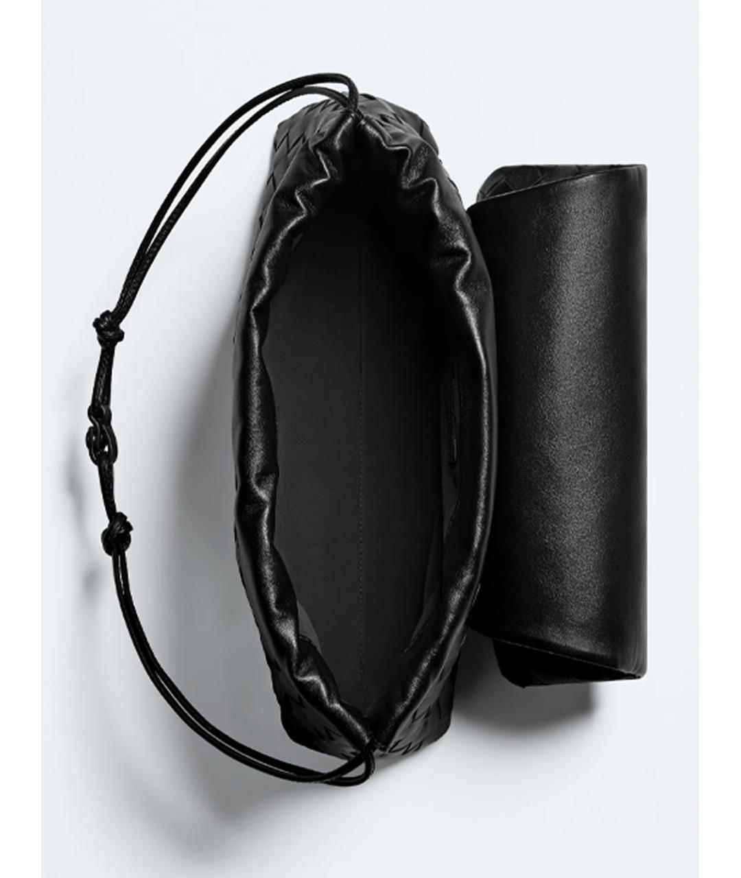 BOTTEGA VENETA Черная кожаная сумка через плечо, фото 4