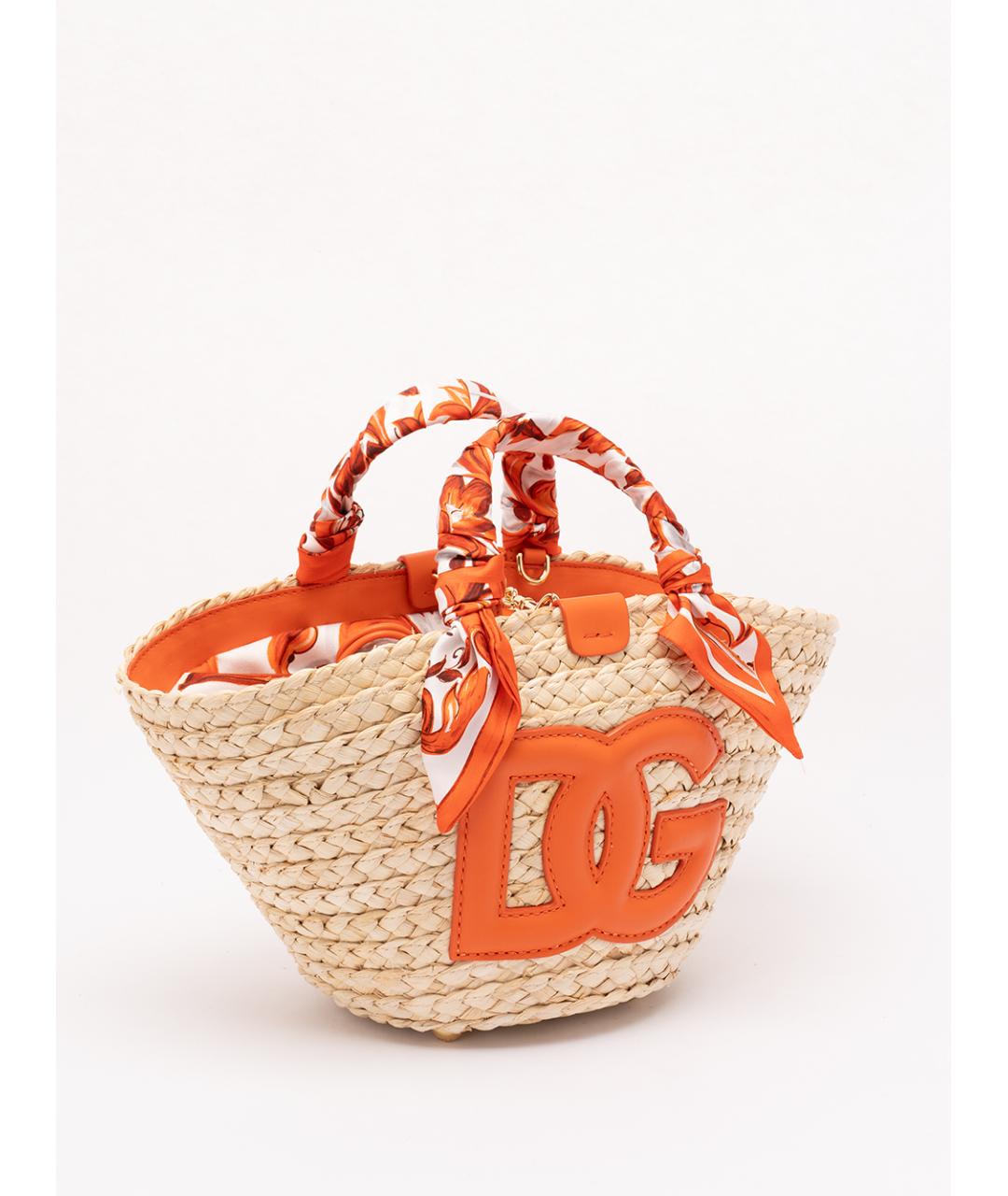 DOLCE&GABBANA Бежевая плетеная сумка тоут, фото 3