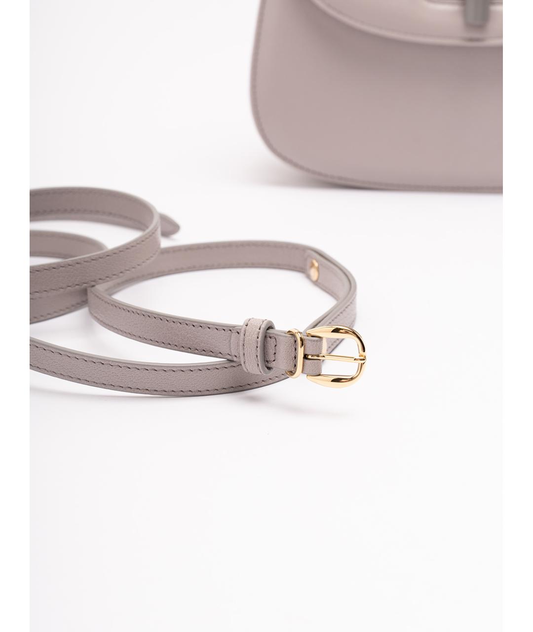 GUCCI Серая кожаная сумка с короткими ручками, фото 5