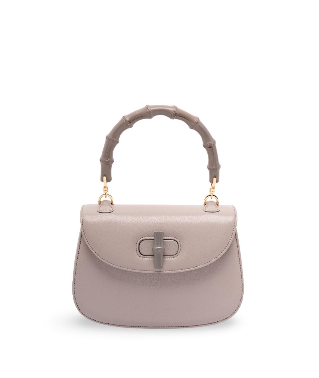 GUCCI Серая кожаная сумка с короткими ручками, фото 1