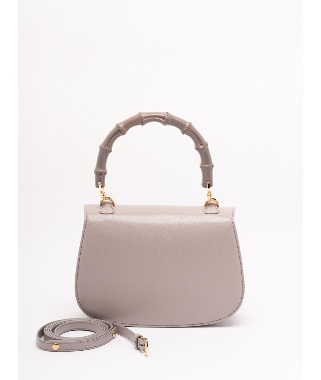 GUCCI Серая кожаная сумка с короткими ручками, фото 2