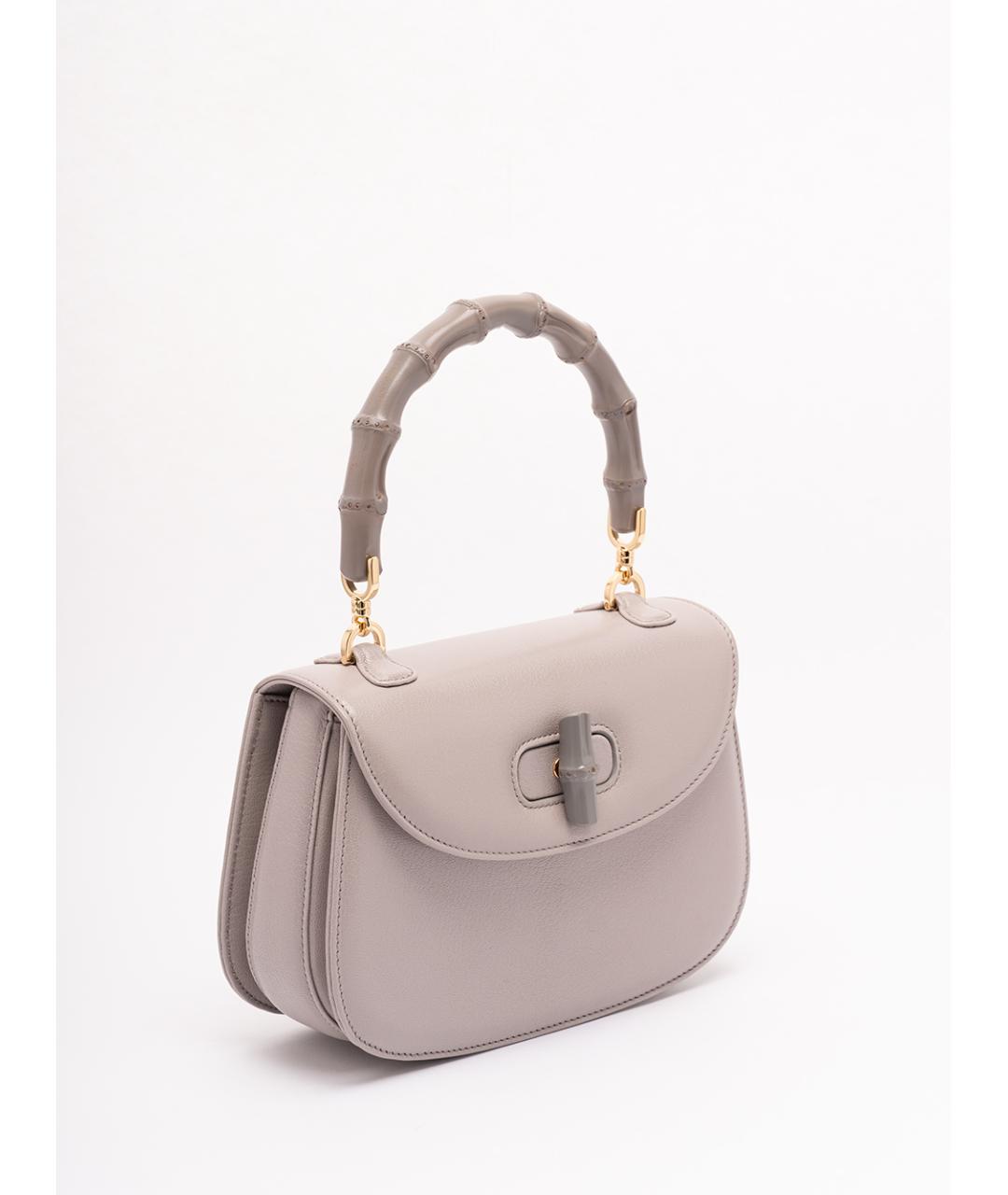 GUCCI Серая кожаная сумка с короткими ручками, фото 3