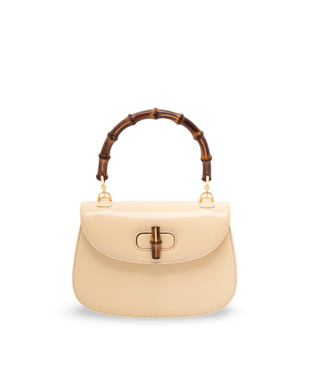 GUCCI Бежевая кожаная сумка с короткими ручками, фото 1