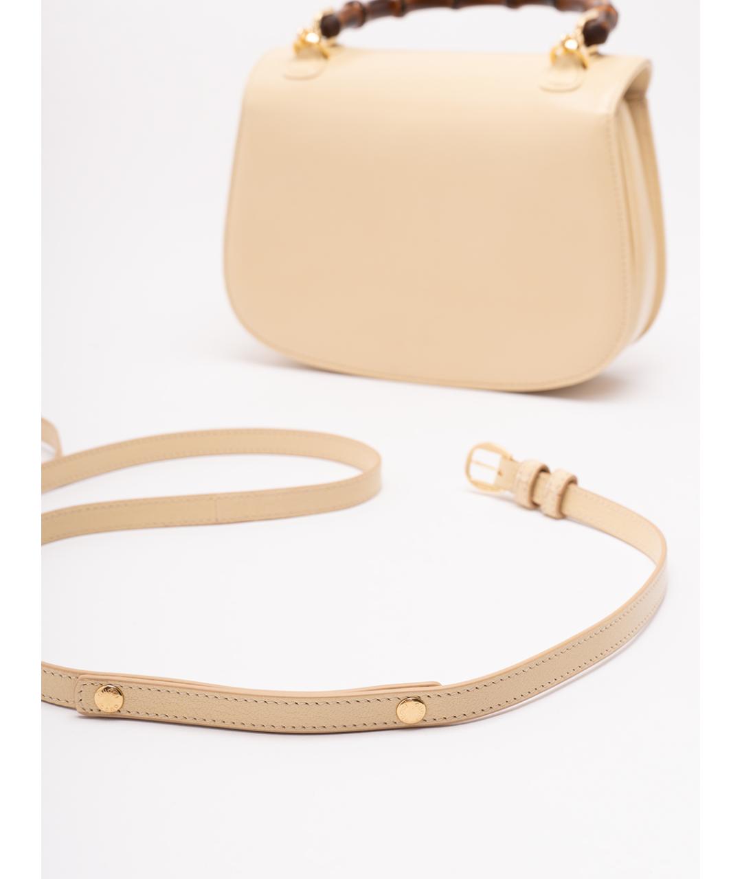 GUCCI Бежевая кожаная сумка с короткими ручками, фото 5
