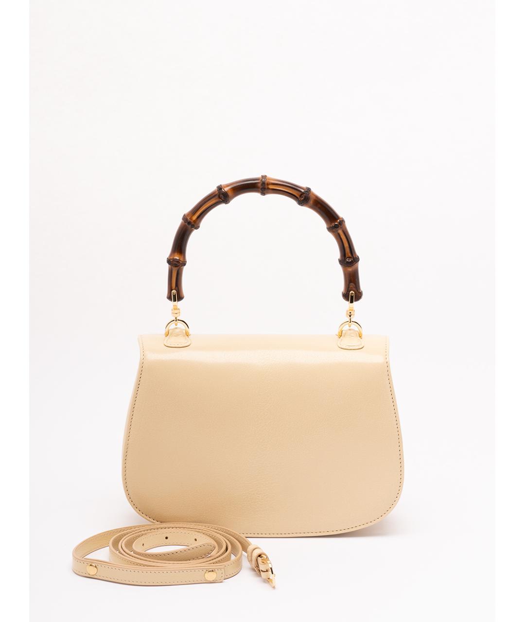 GUCCI Бежевая кожаная сумка с короткими ручками, фото 2