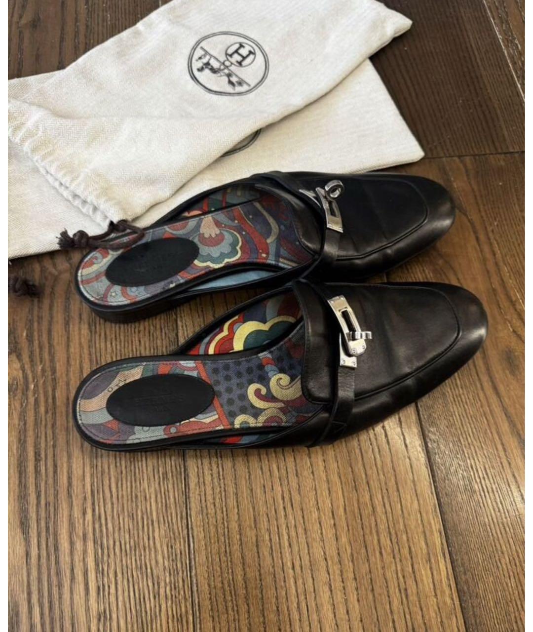 HERMES Черные кожаные лоферы, фото 3