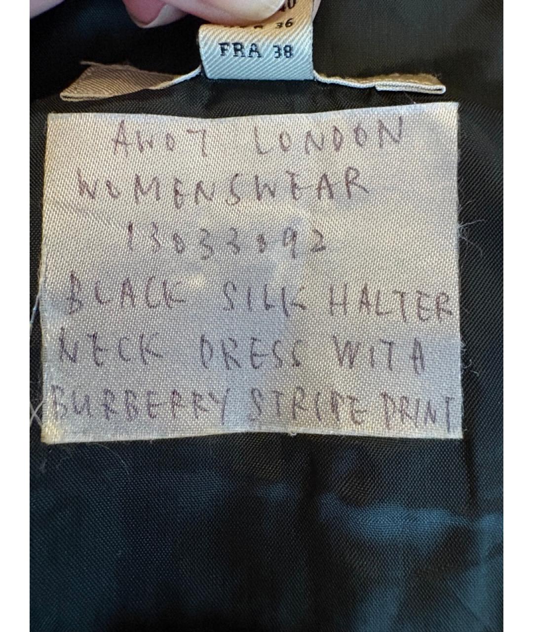 BURBERRY Черное шелковое повседневное платье, фото 6