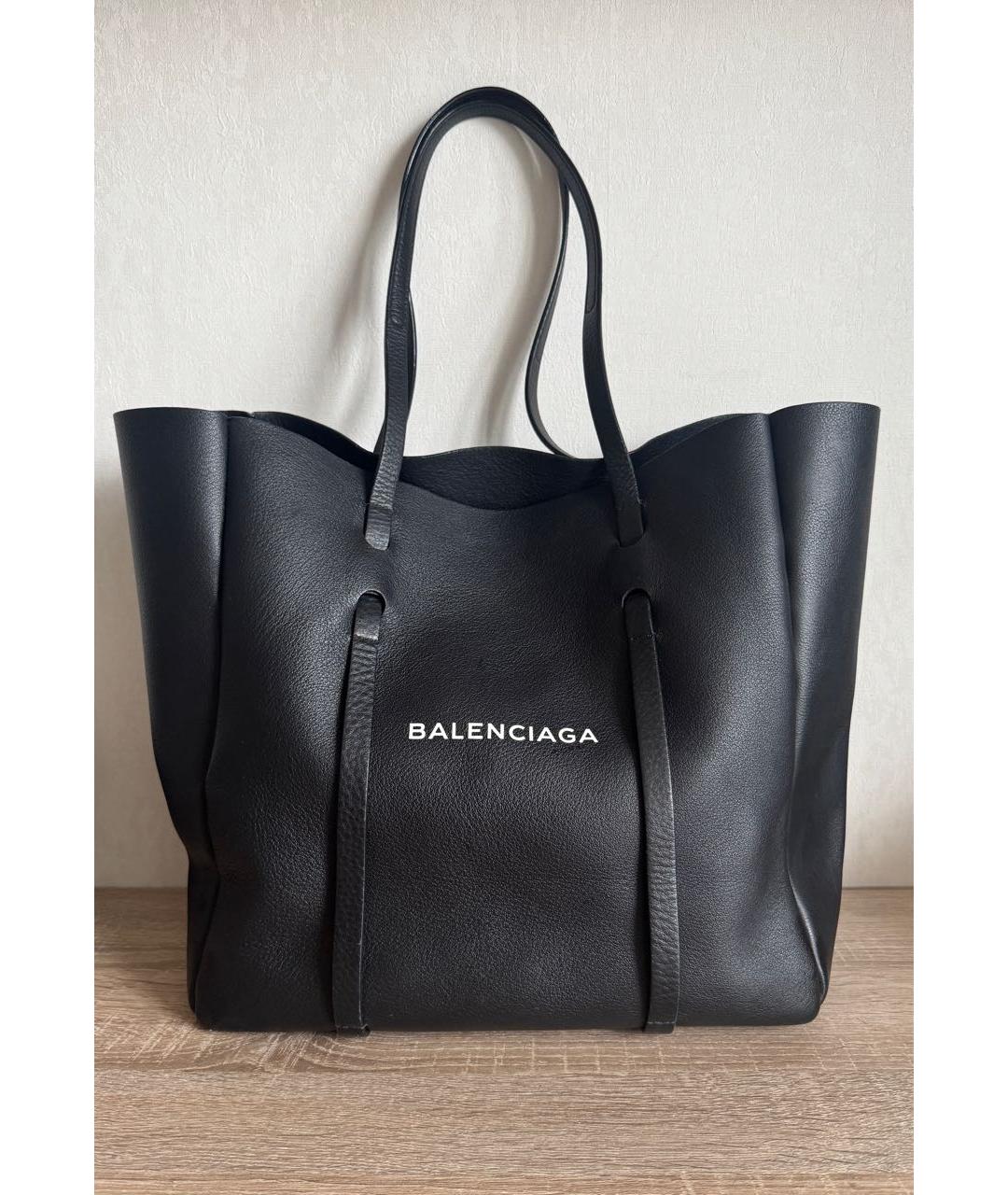 BALENCIAGA Черная кожаная сумка тоут, фото 8