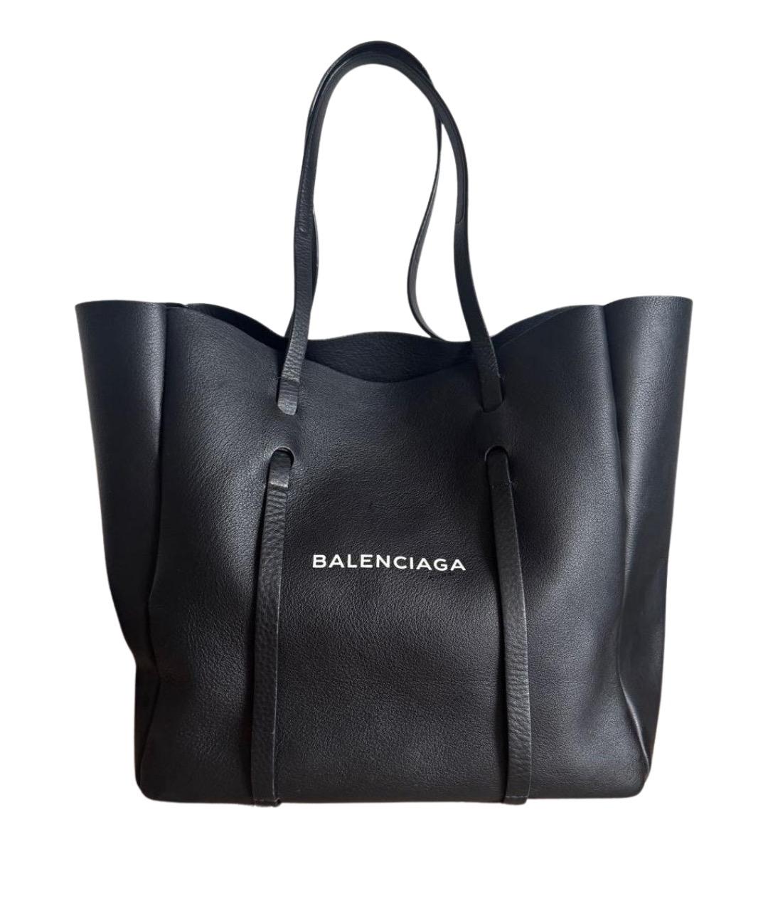 BALENCIAGA Черная кожаная сумка тоут, фото 1