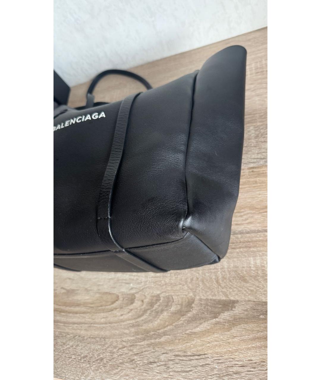 BALENCIAGA Черная кожаная сумка тоут, фото 3