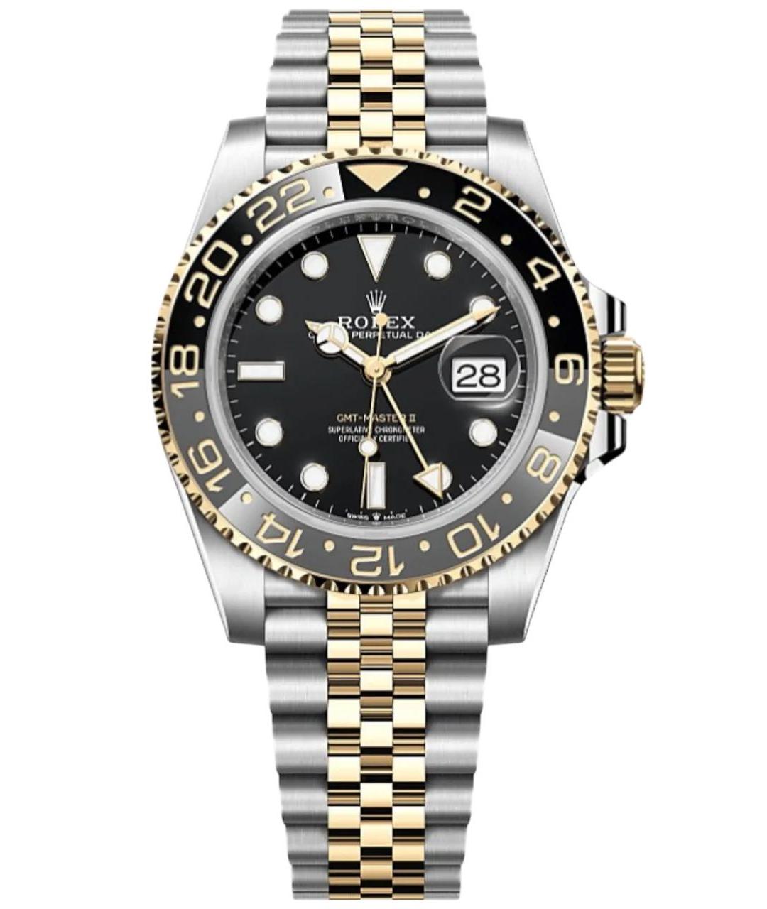 ROLEX Черные часы из желтого золота, фото 1
