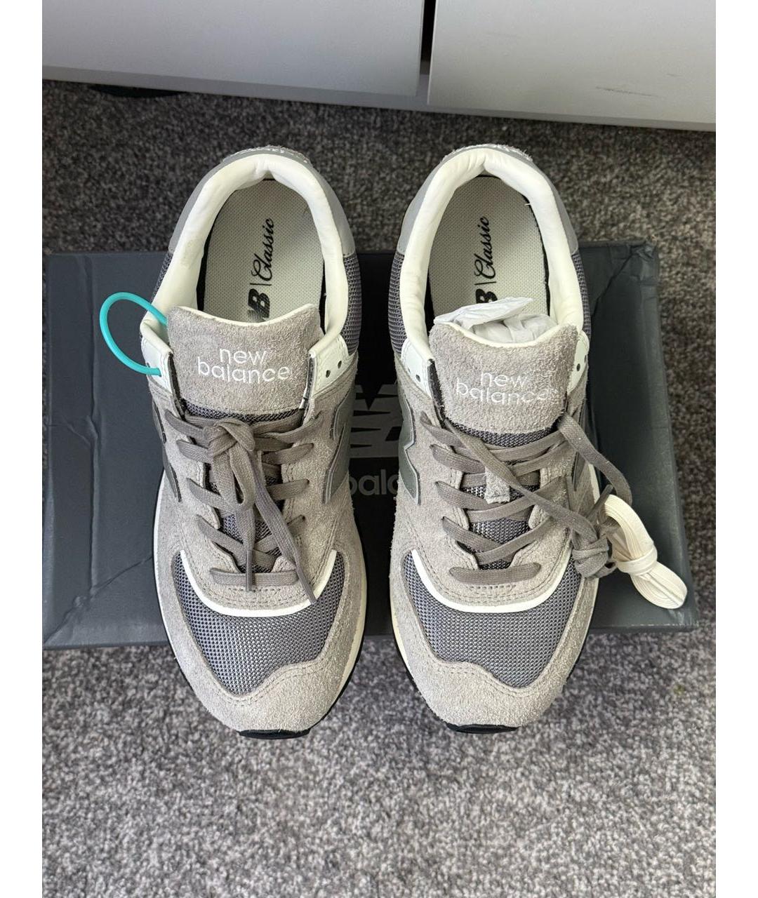 NEW BALANCE Антрацитовые замшевые низкие кроссовки / кеды, фото 2
