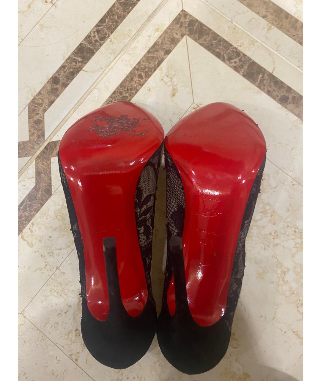 CHRISTIAN LOUBOUTIN Черные текстильные туфли, фото 5