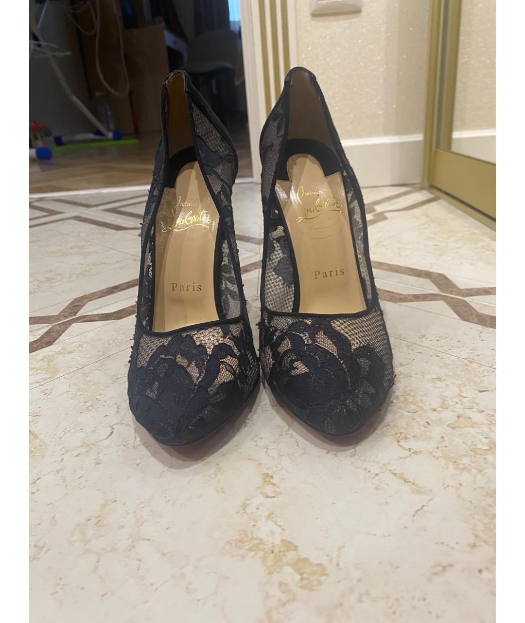 CHRISTIAN LOUBOUTIN Черные текстильные туфли, фото 2